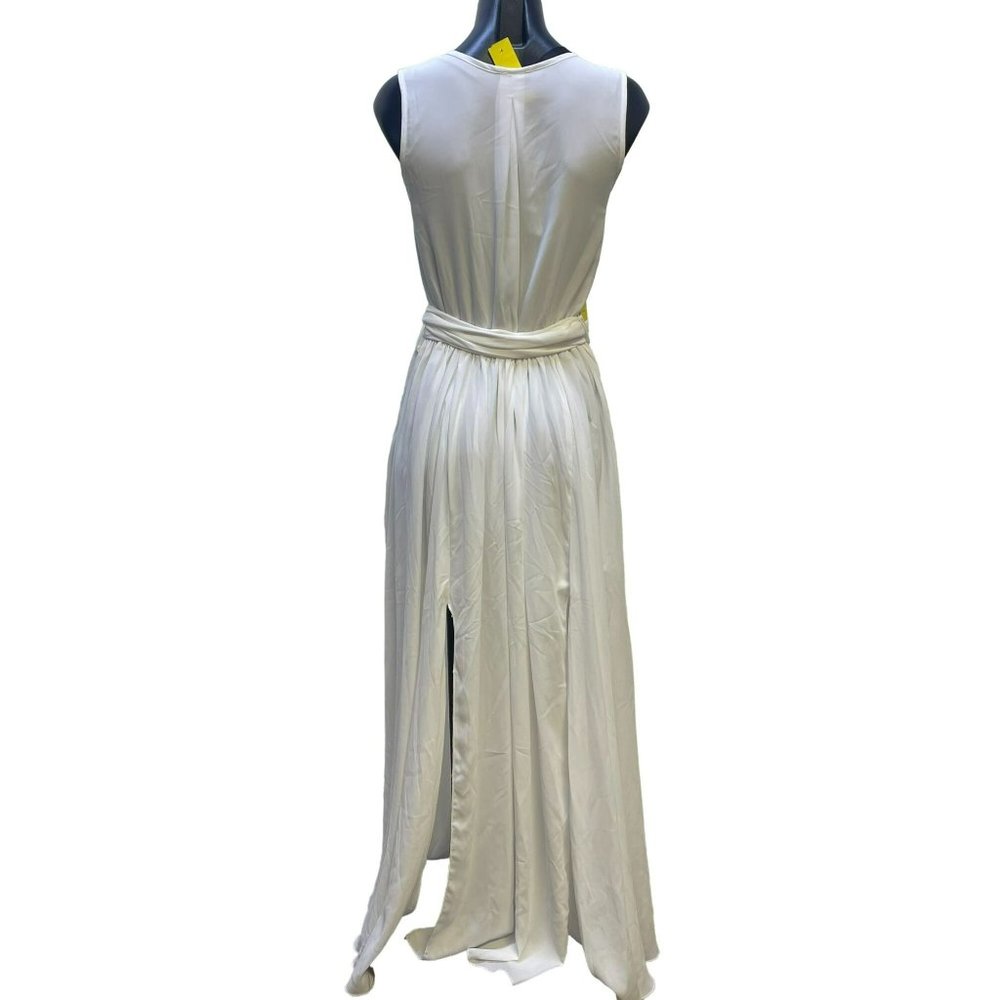 Vici White Chiffon Maxi Dress with Tie Belt Size Medium - Picture 4 of 8